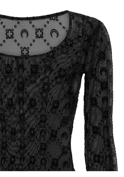 moongram mesh flock ls roundneck top woman black MARINE SERRE | WTS018ACJER0005BK99